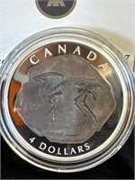 2007 $4 Fine Silver Coin Parasaurolophus
