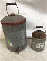 Vtg 18” Water Jug & Vtg 10” Oil Can