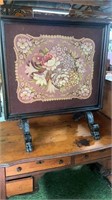 Claw Foot Needlepoint Fire Screen
