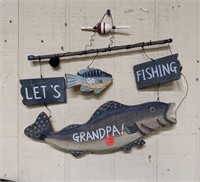 Let's Go Fishing Grandpa! Wooden Sign
