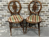 (2) Vintage Round Back & Seat Dining Chairs with