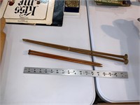 lot of 2 sets of antique wooden knitting needles