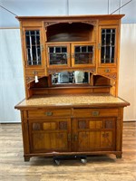 Antique Floral Carved Buffet w/Hutch Top