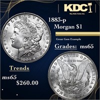 1883-p Morgan Dollar $1 Grades GEM Unc