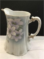 9" Hand Painted Blossoms Pitcher Bavaria