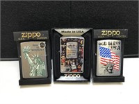 3 Zippos Lighters - Military Montage