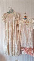 3 BABY CHRISTENING GOWNS WITH HANGERS