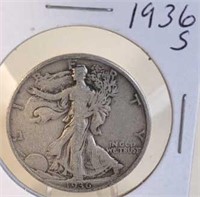 1936 S  Walking Liberty Silver Half Dollar