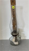 VINTAGE 14" GLASS OIL KEROSENE LAMP WITH CHIMNEY