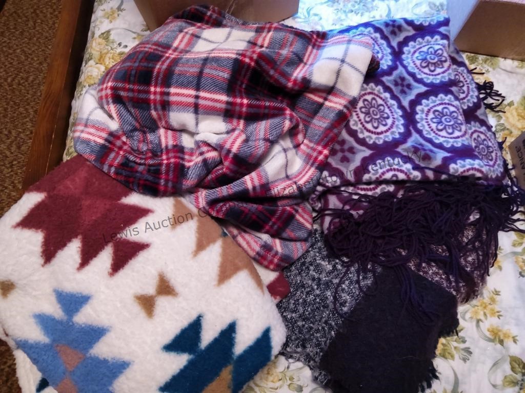 Box of blankets and throws