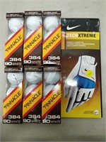 Lot of Golf Balls and Gloves