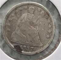 1857 Seated Half Dime VG