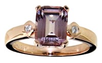 Emerald Cut 3.04 ct Morganite Topaz & Diamond Ring