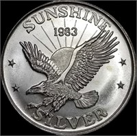 1 Troy Oz .999 Silver Round - 1983 Sunshine Mint
