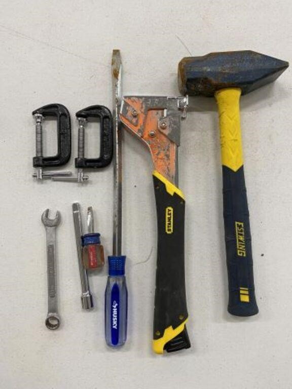 LOT ASSORTED TOOLS - ESTWING HAMMER, STANLEY