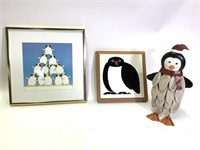 3 Penguin Themed Art Works Decorations