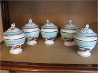 Set Of Five Pots de Creme 1800's 4" Tall