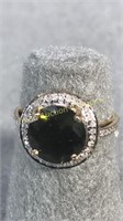 14kt Gold & Moldavite Ring sz 8