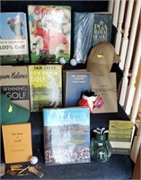 Books on golfing, vintage and modern