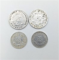4 East German Coins 1950's