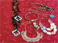 estate costume jewelry 6 necklaces & 1 bracelet