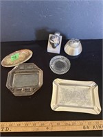 Assorted ashtrays and table lighters