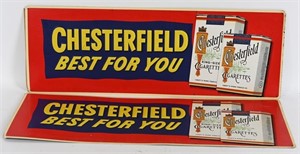 2- CHESTERFIELD CIGARETTE EMBOSSED TIN SIGNS