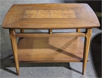 (L) Lane Side Table w/ Burled Wood Inserts.