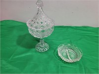 (2) Germany Lidded Compote & Crystal Bowl