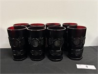 Lot Of 8 Ruby Red Cape Cod Glasses