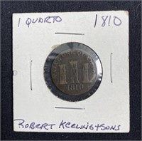 1810 Gibraltar 1 Quarto Castle Token