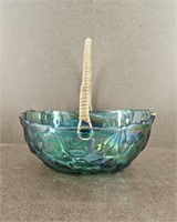 Vtg Indiana Carnival Glass Fruit Bowl w/ Handle