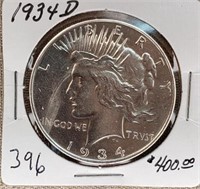 1934D  Peace Dollar