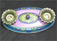 Purple, Teal & Green Art Deco Wired Ceiling Mount
