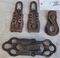 Vintage Hay Trolly Hangers & Rope Clamp