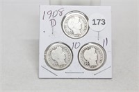 1908D/10/11 Barber Dimes