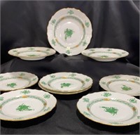 Herend Chinese Bouquet Green,Salad Plates (9), 7.2