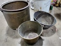 3 brass pots