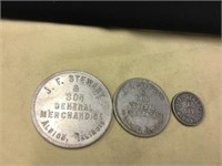 3 J.F. Stewart & Sons Albion Illinois Trade Tokens