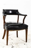 Wood and Leather Library / Desk Arm Chair