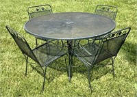 Wrought iron umbrella table (48"), 2 arm and 2