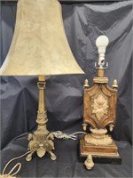 2 lamps.  Vintage metal lamp and  resin lamp.