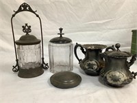 Antique silver plate & glass lot Middletown silver