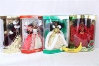 4-'90s Special Edition Holiday Barbies Orig. Boxes