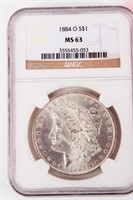 Coin 1884-O  Morgan Silver Dollar NGC  MS63