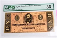 Coin 1864 Confederate Note Certified by PMG 35