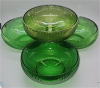 Set of 4- E.O. BRODY Ribbed Cut Bowls