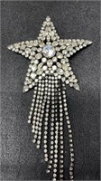 Large Signed B&W Shooting Star Rhinestone Brooch 8