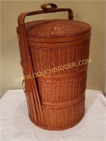 Antique Chinese Rattan and Bamboo Nested Basket