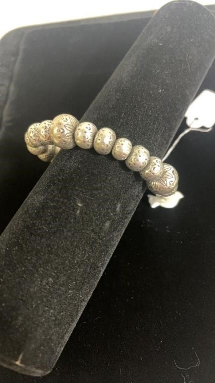 Untested sterling silver chunky bead bracelet